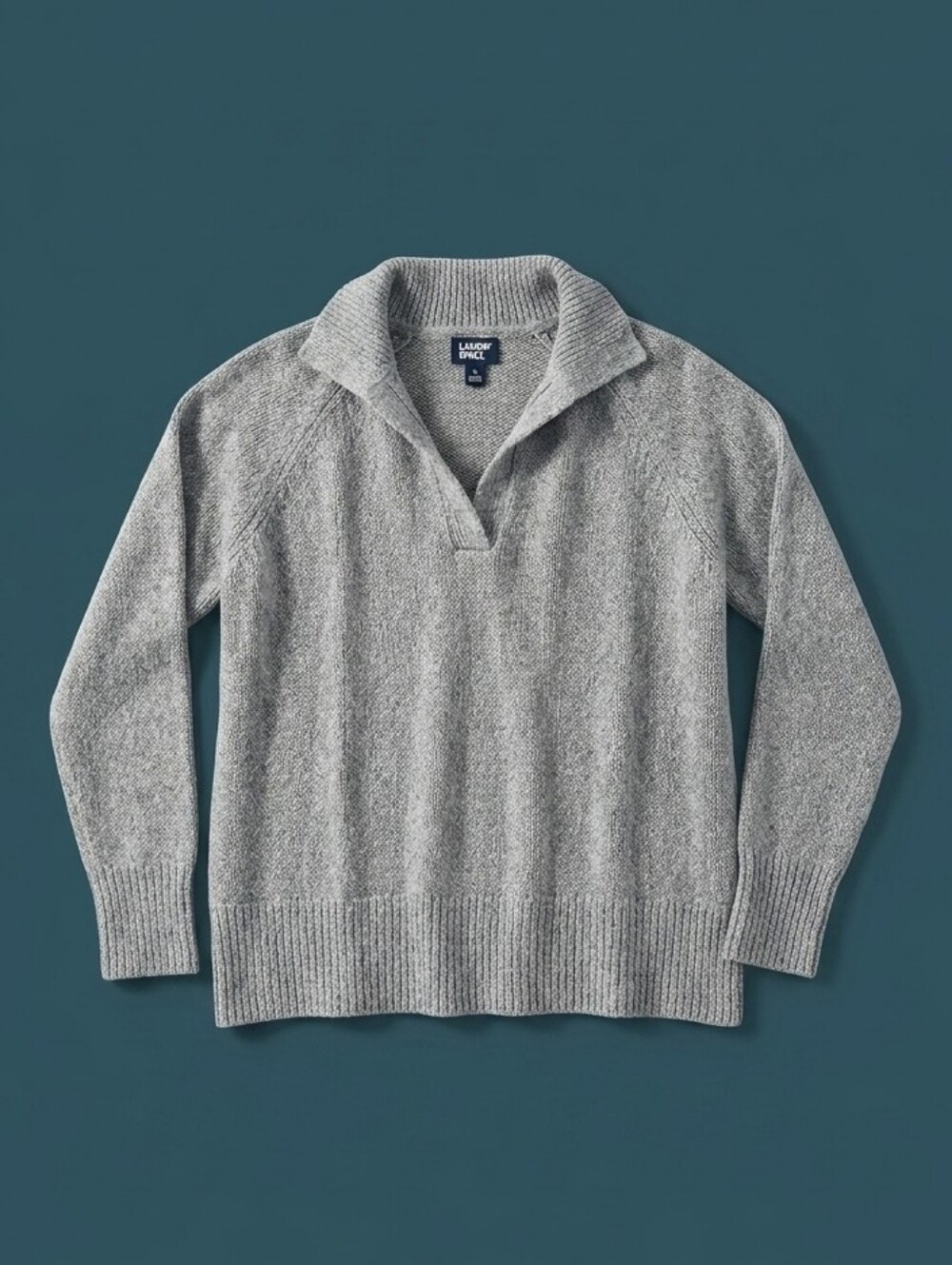 Lands' End Women's Gray Shawl-Collar Pullover Sweater